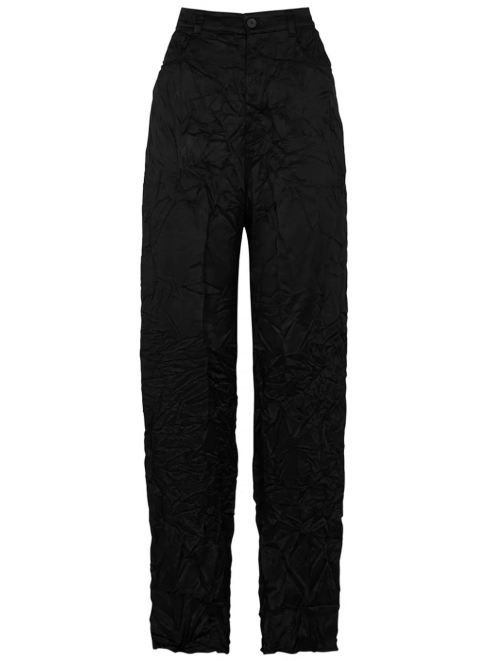 Balenciaga Black Straight-Leg Crinkled Trousers